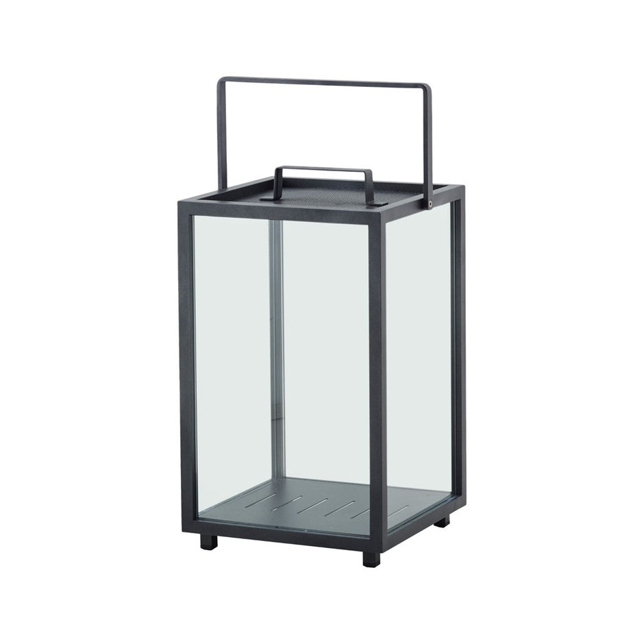 5725AL_1 Black metal lantern with glass panels and handle