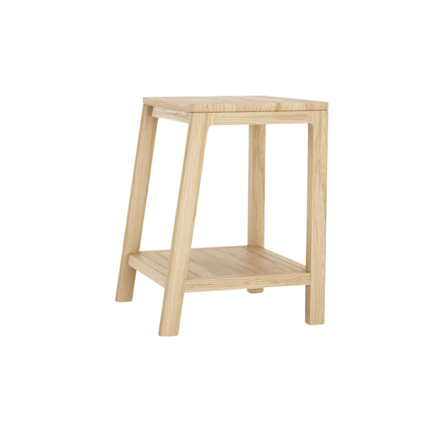 Wooden side table with shelf.