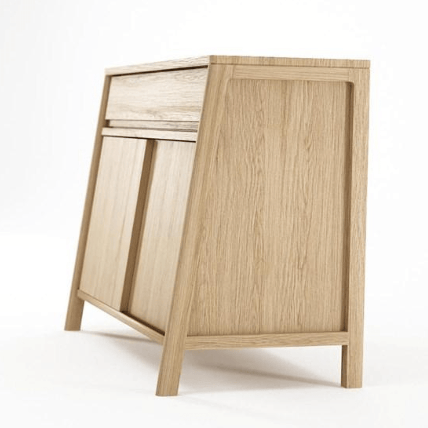 Wooden cabinet with drawer and doors.