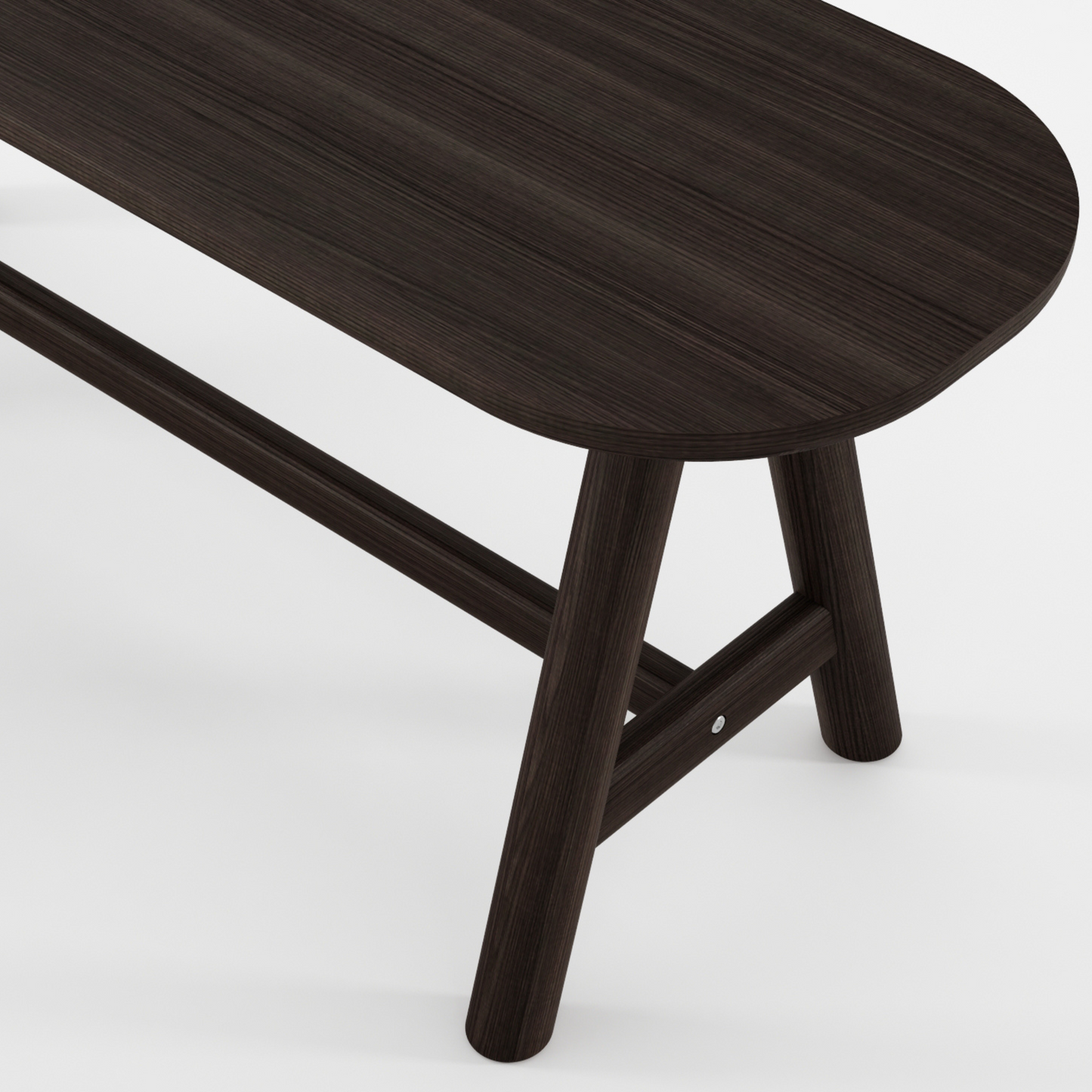 Dark wooden bench.