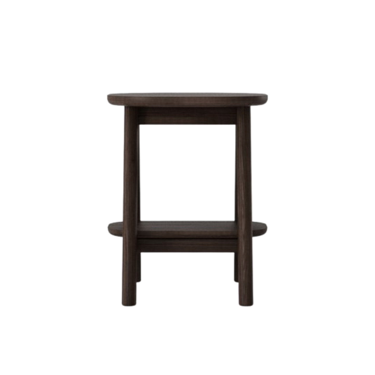 Dark brown wooden stool.