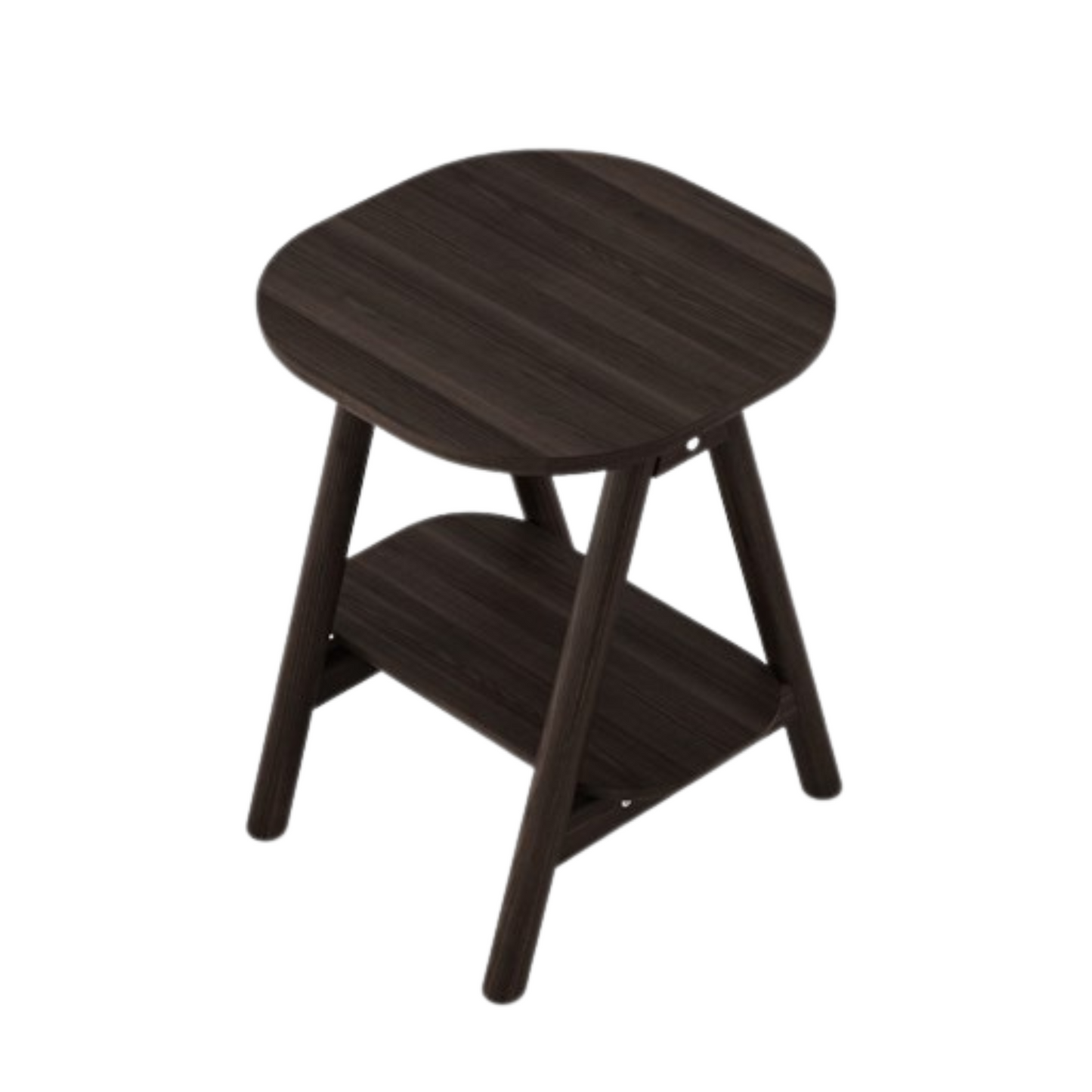 Dark brown, two-tiered side table.