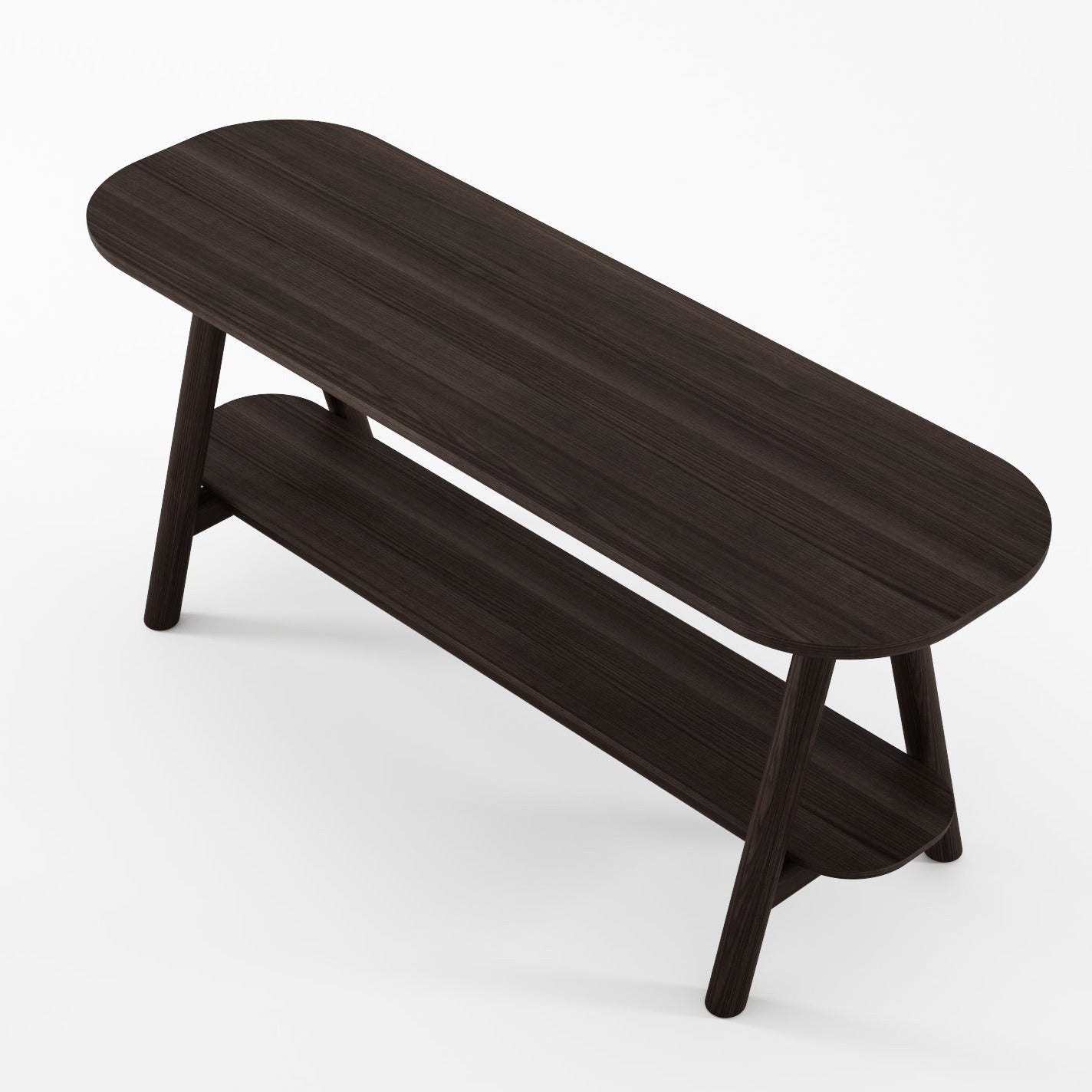 CR04-AB media rack, dark wood bench, 120x38x50c