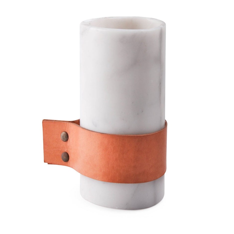 Elementer Marble & Leather Vase | Home Décor | SLH-Homewares-SLH-White-Marble/Leather-SLH AU