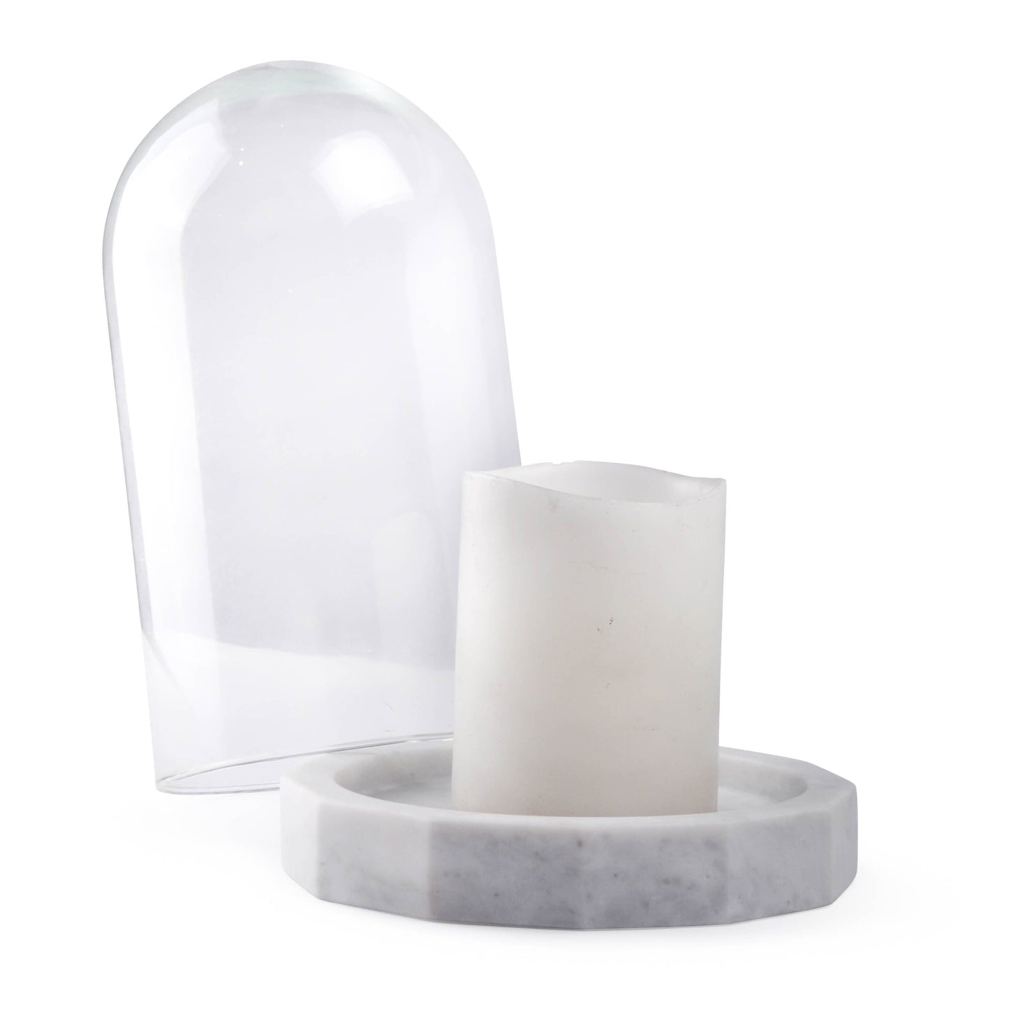 Candle in DFH2061_2 marble base with glass dome