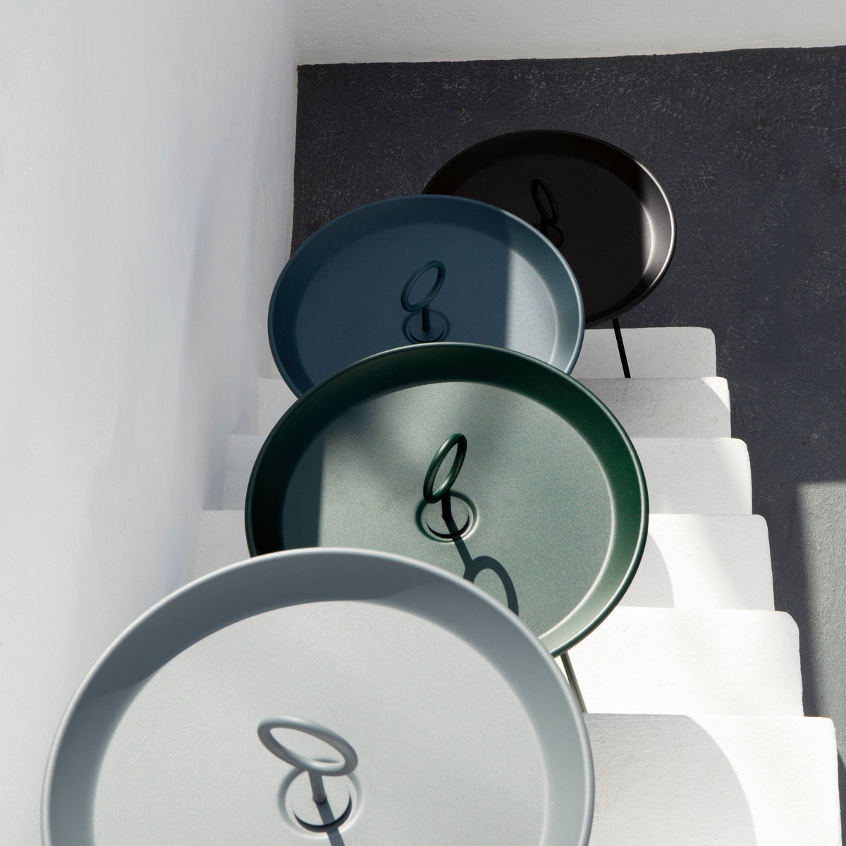 Eyelet design plates on stairs, high-res photo