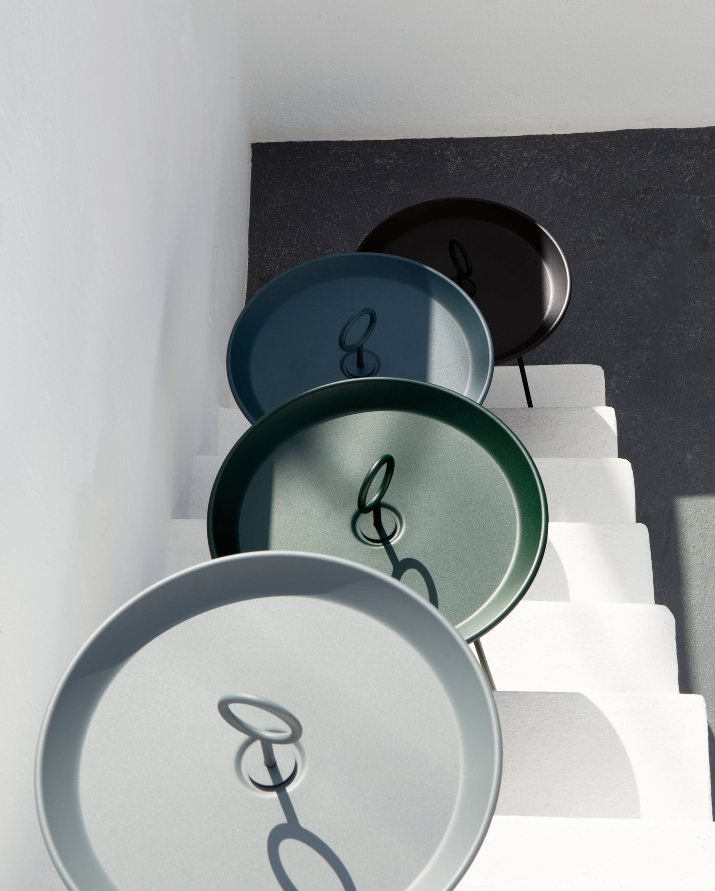 Eyelet design plates on stairs, high-res photo