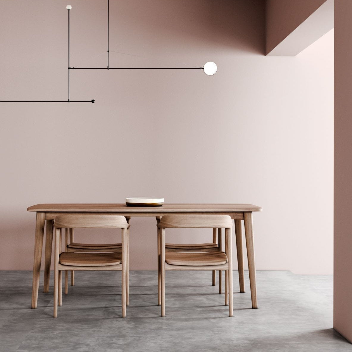 Dining room with modern lighting and table - GrasshopperMixa