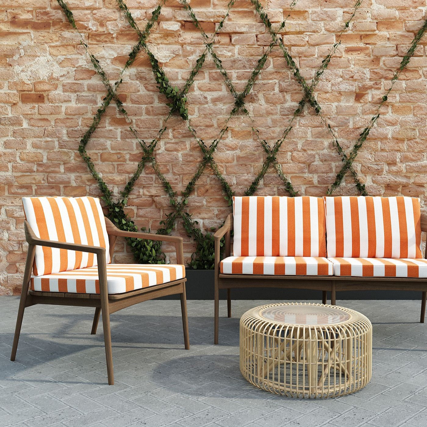 Grasshopper Outdoor seating set with striped cushions