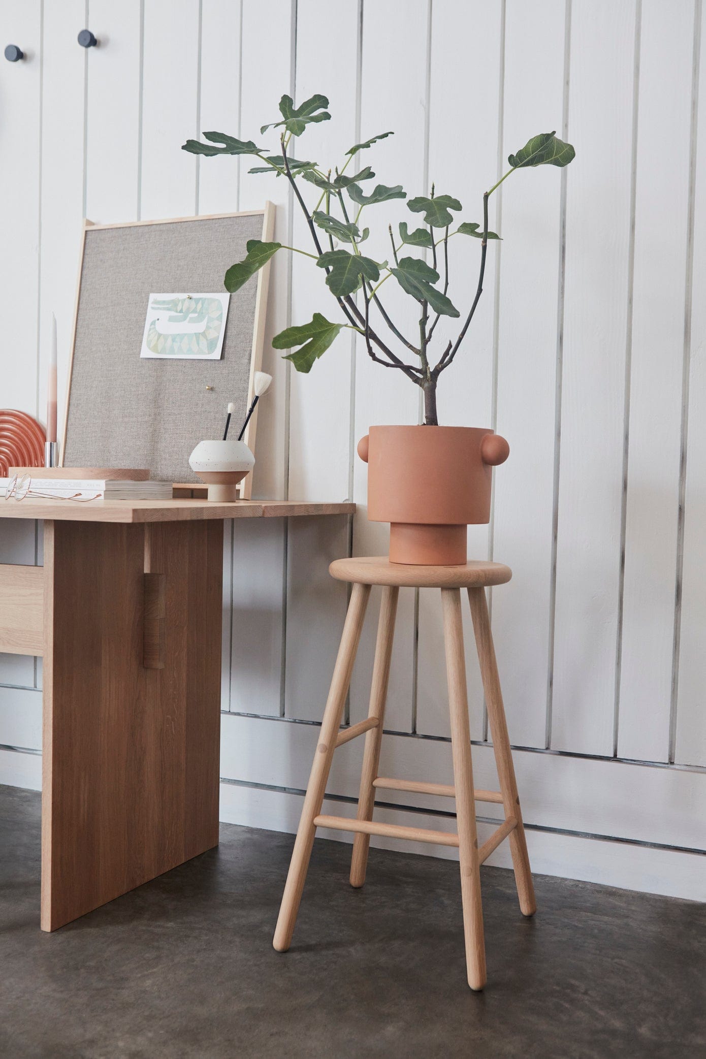 KANALGECARAMEL plant in terracotta pot on stool