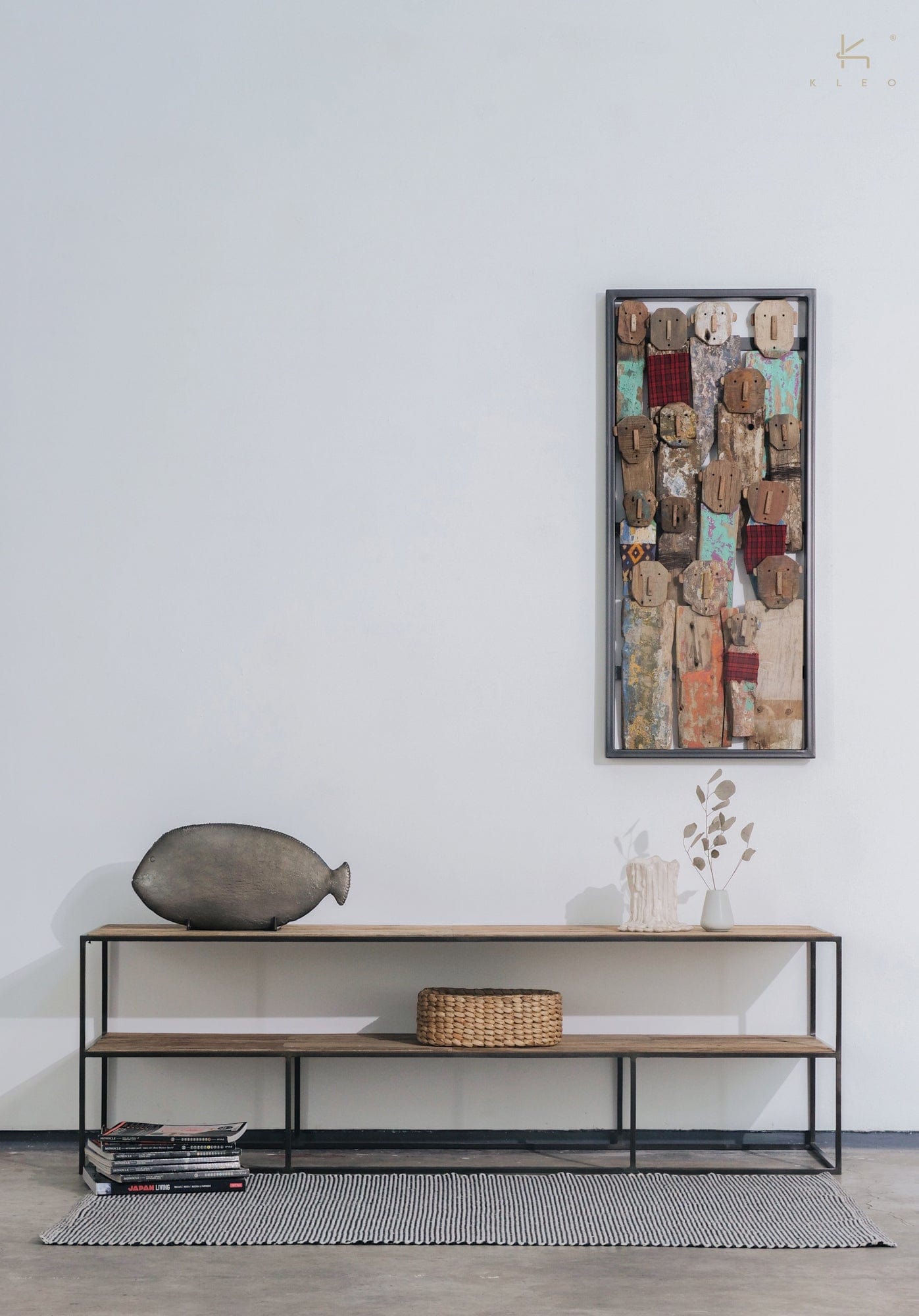 Modern shelf with art and decor