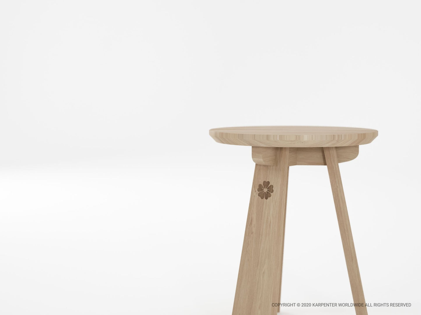KEA11O_4 wooden stool with floral detail