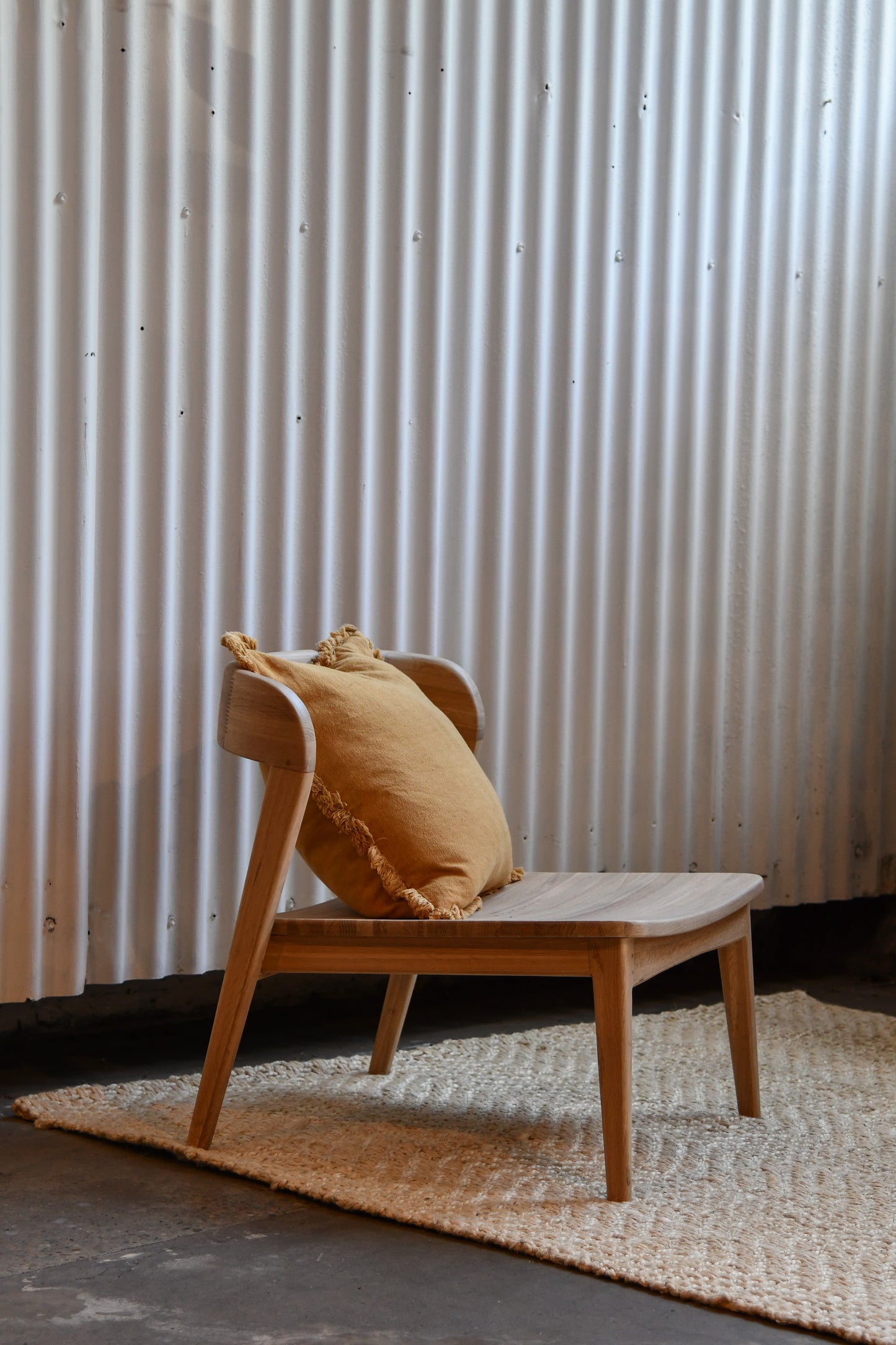 Wooden chair with yellow cushion, KGI06O_2