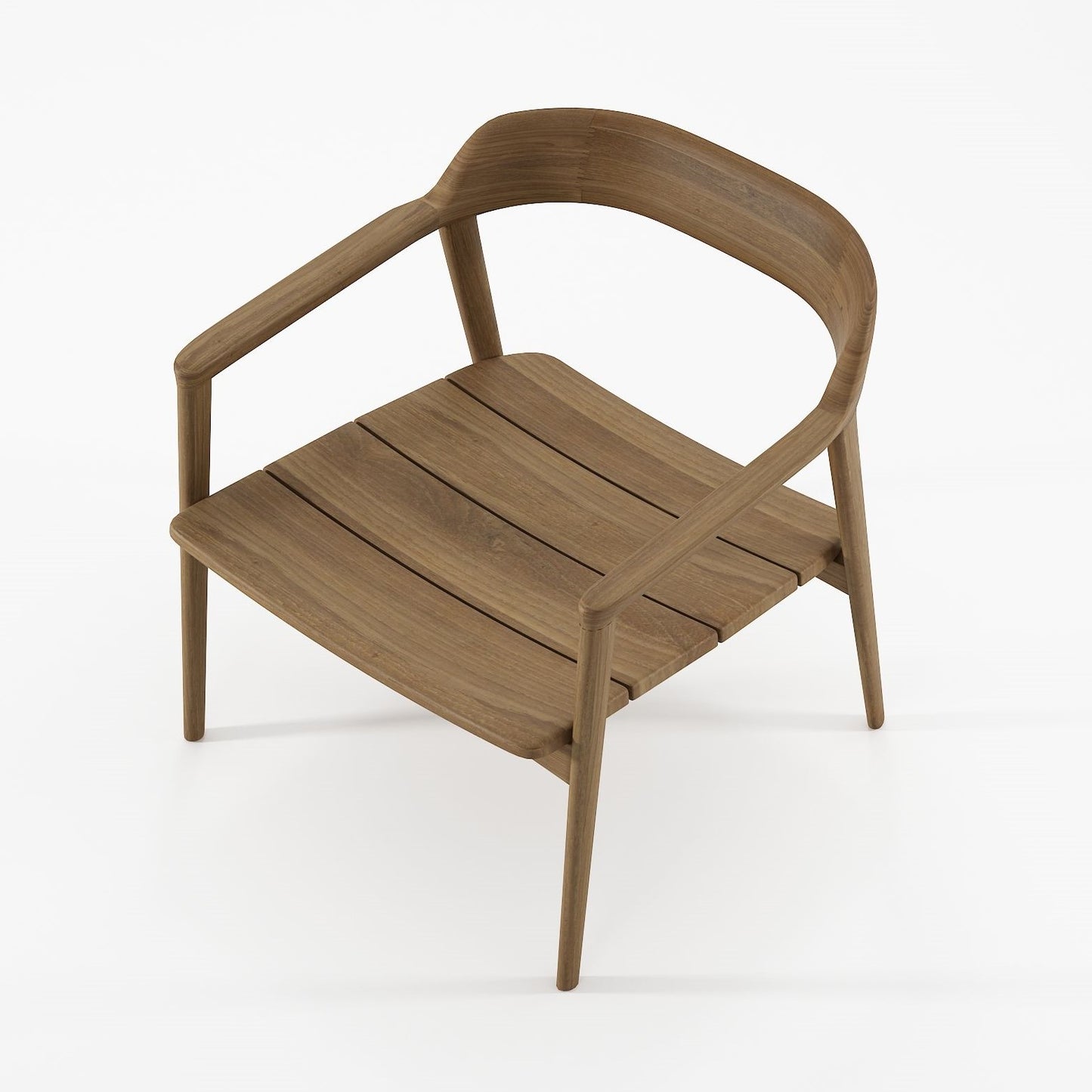 Top side angle of Teak Outdoor chair with armrests