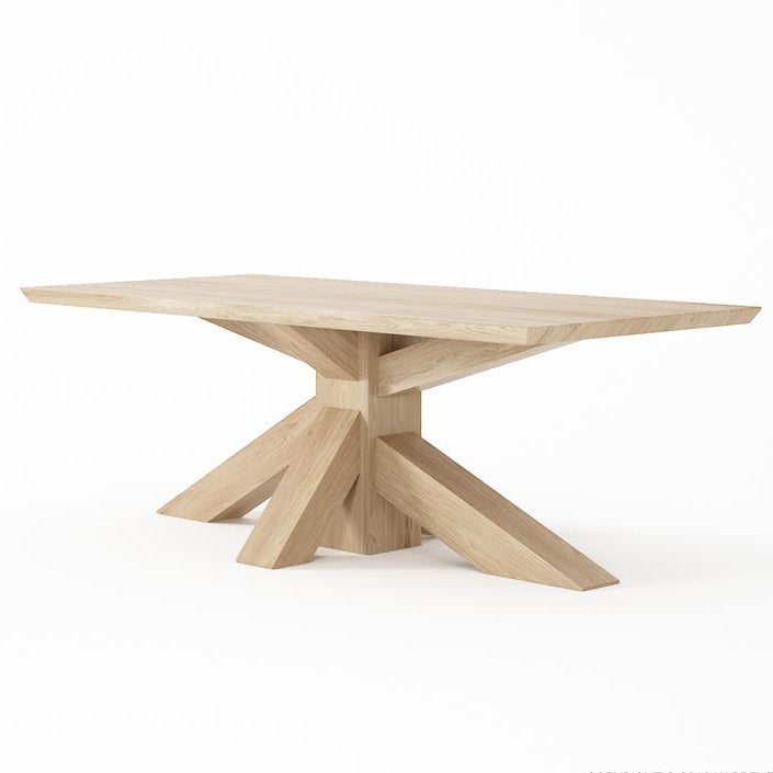 KKI02O-1 Oak dining table with modern pedestal base