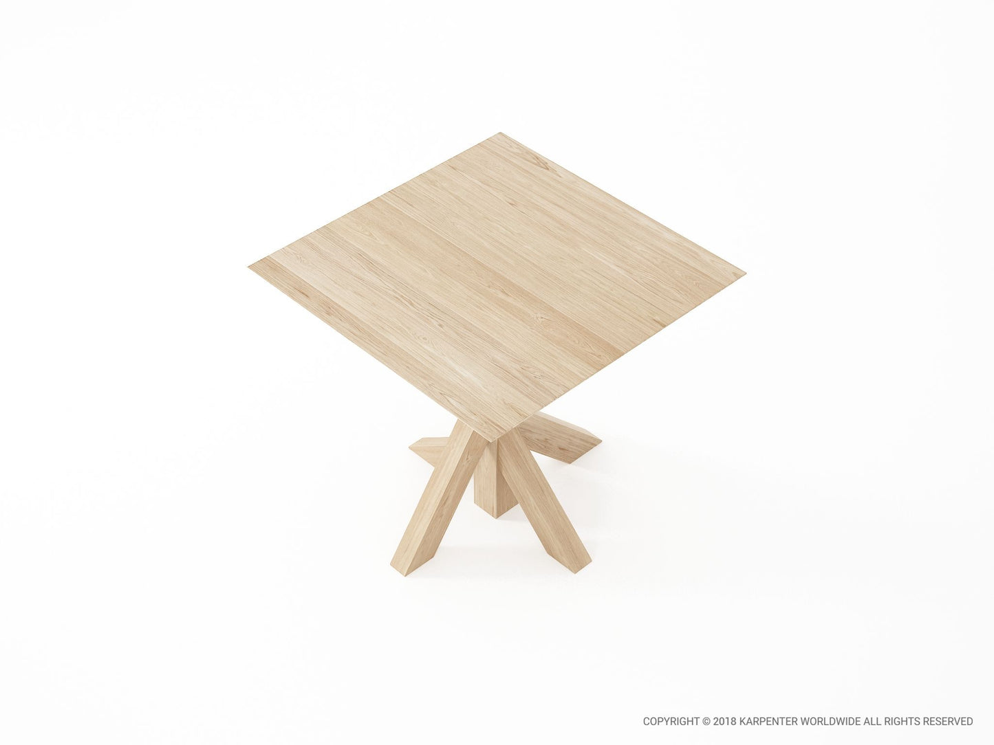 KKI03O__4 - Square wooden table, top-down view.