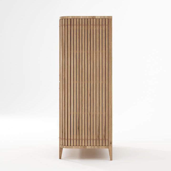 KKP02O-6 Wooden cabinet with vertical ribbed texture