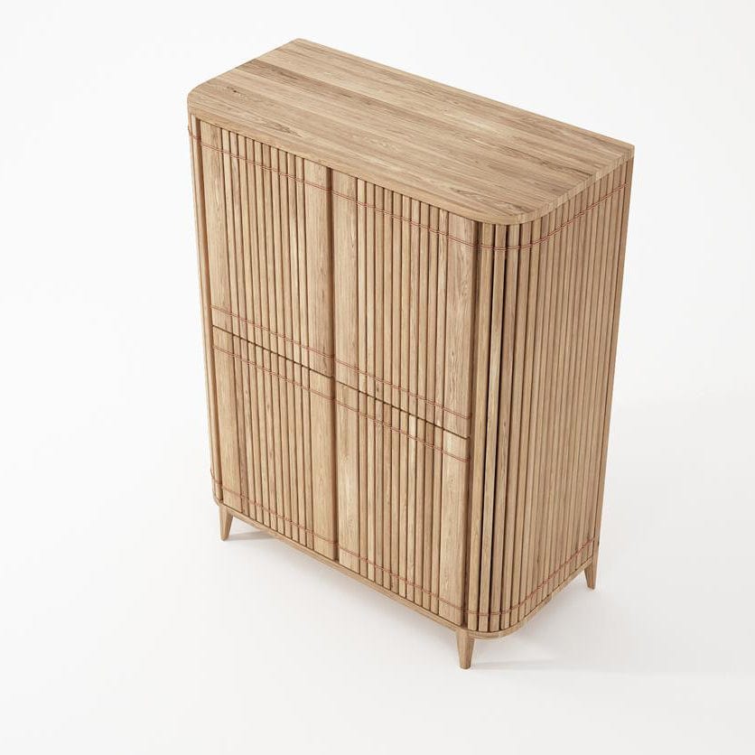 KKP02O_4 Wooden cabinet with vertical slats