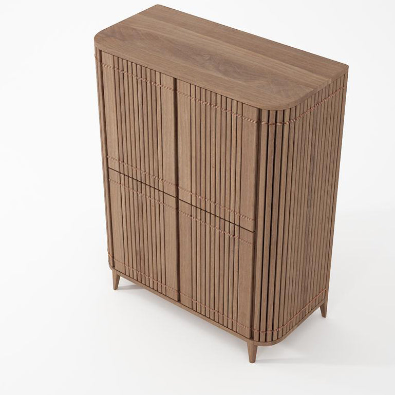 KKP02T Tall Wooden Cabinet with Slatted Doors