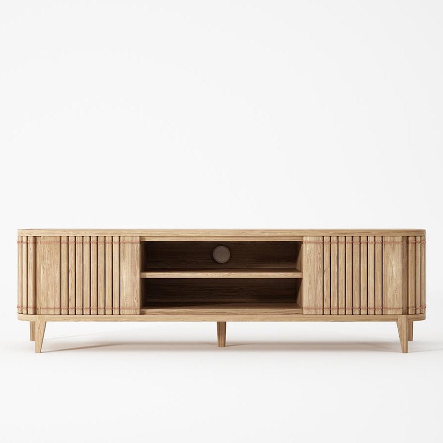 KKP03O_2 wooden TV stand with ribbed doors