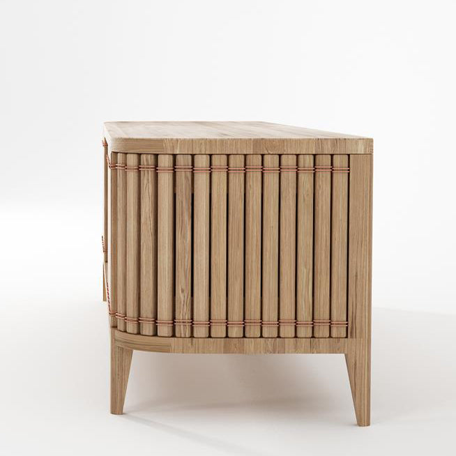 KKP03O_6 wooden cabinet with reed-like detailing