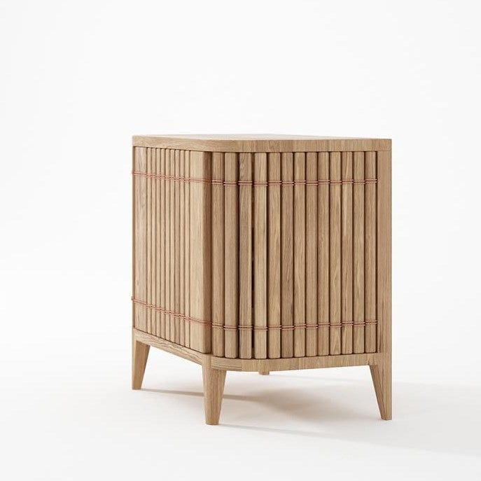 Wooden cabinet KKP04O_3 with vertical slat design