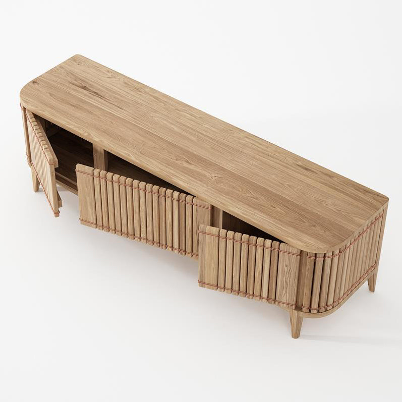 KKP05O-5 Wooden TV stand with ribbed doors