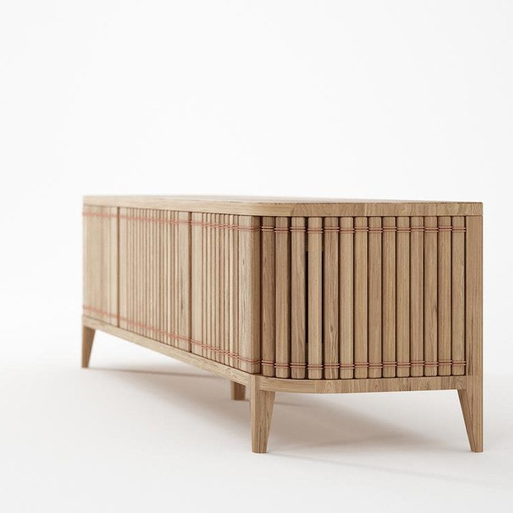 Modern wood cabinet with vertical slats