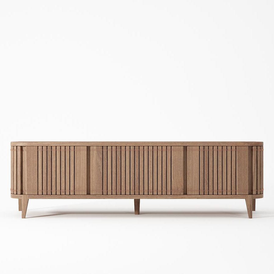 KKP05T-2 wooden media console with ribbed doors