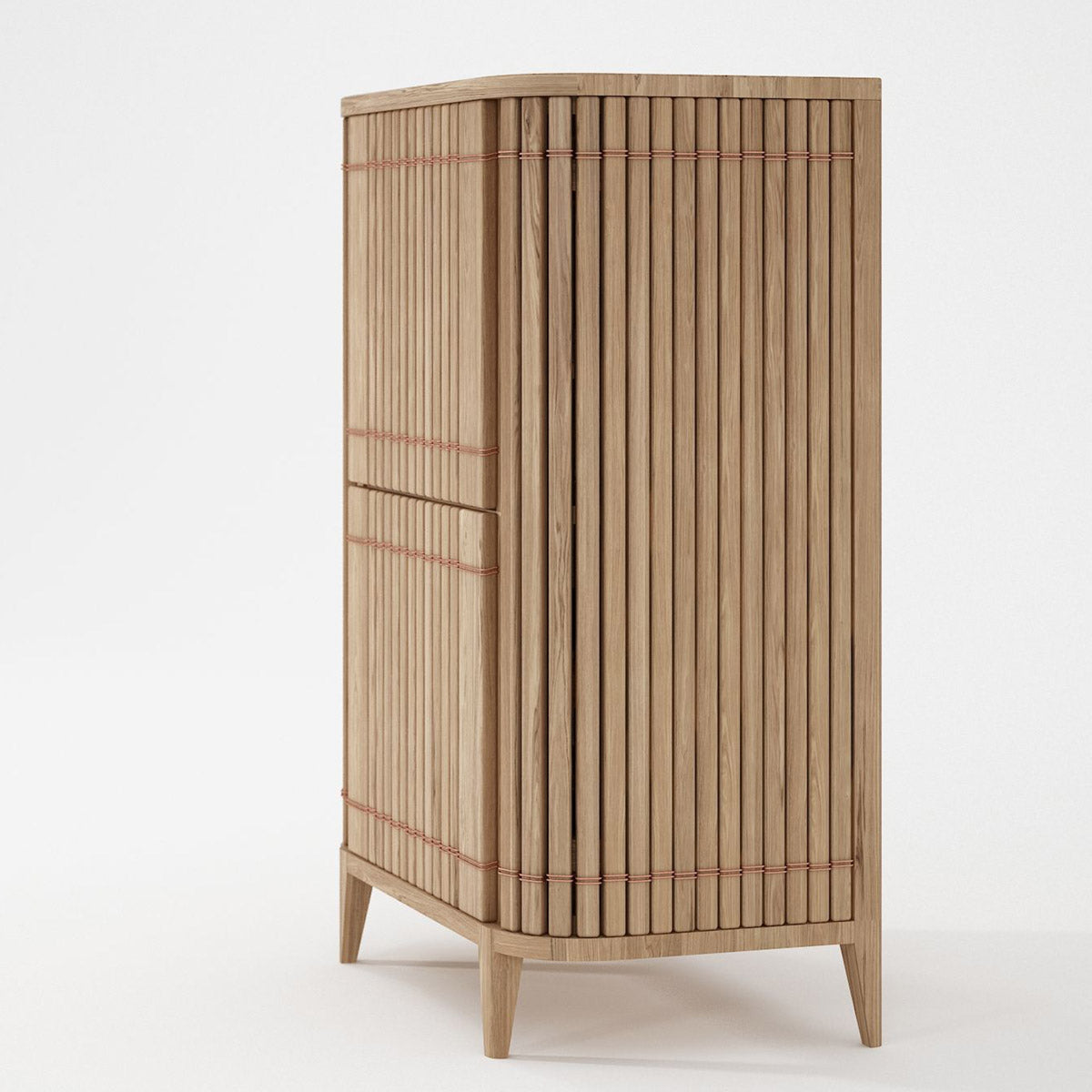 KKP06O-3 Wooden cabinet with vertical slat design