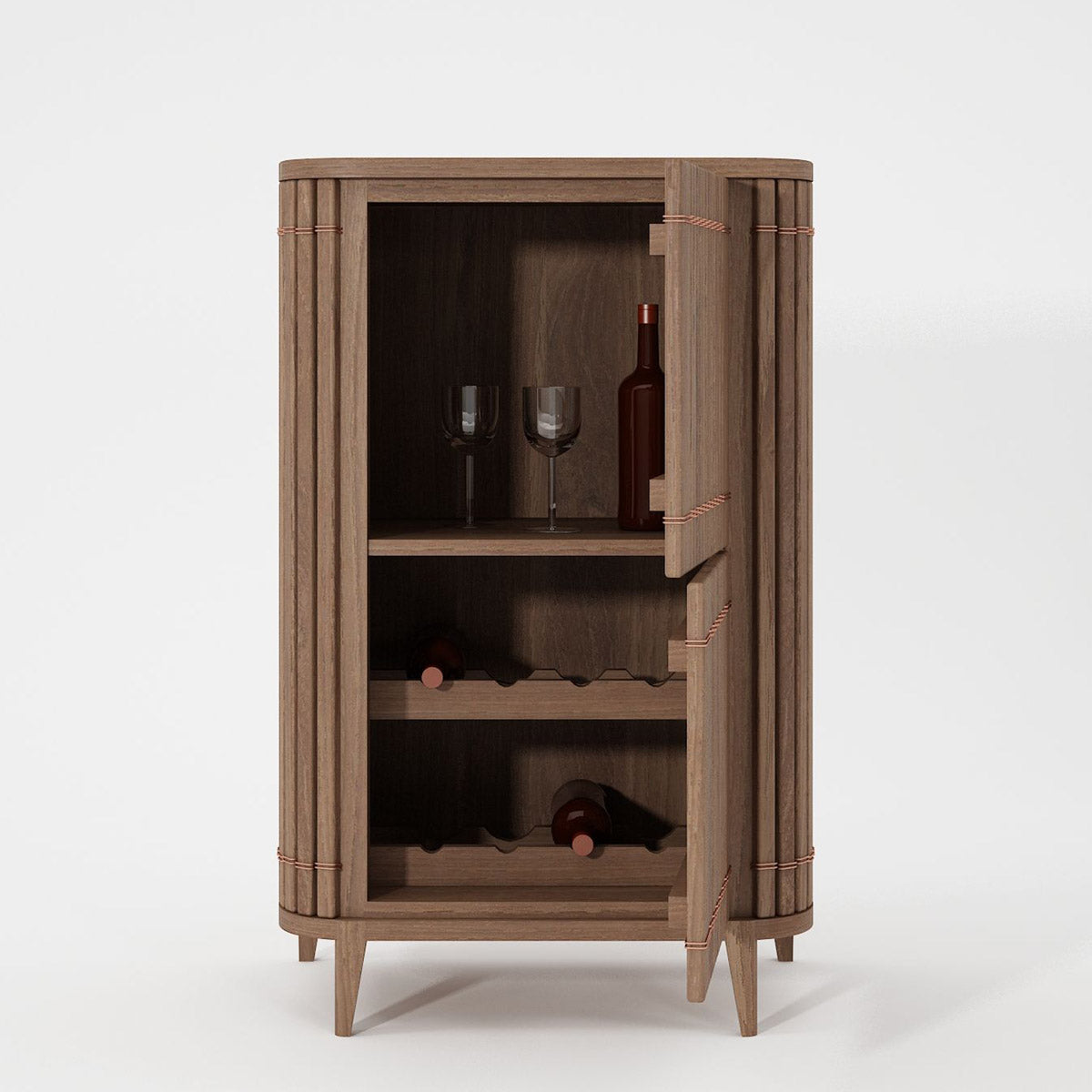 KKP06T Wine cabinet with wine and glasses