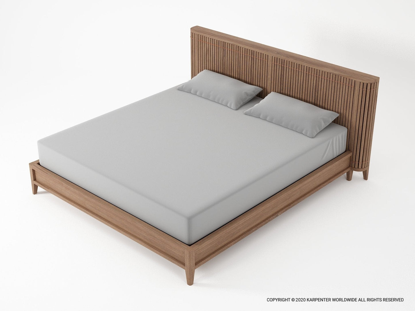 Modern wooden bed frame with headboard