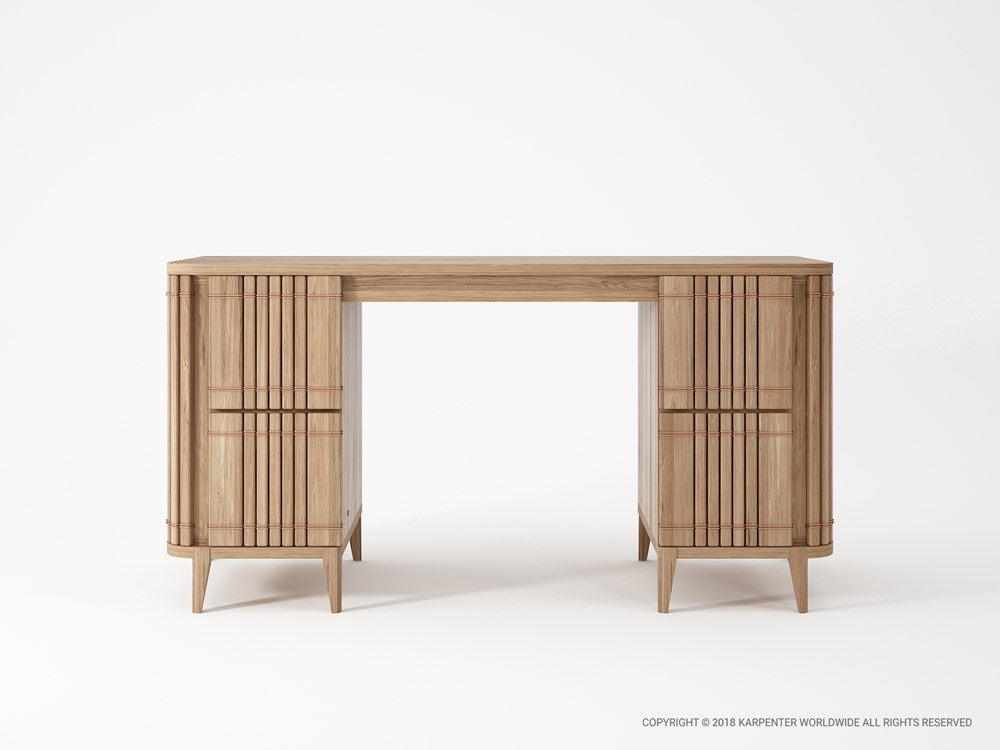 KKP15O_1 wooden desk with vertical slat detailing