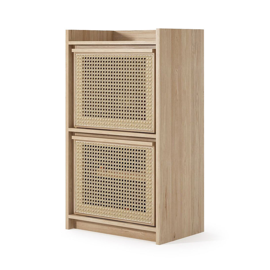 Wooden cabinet with rattan doors