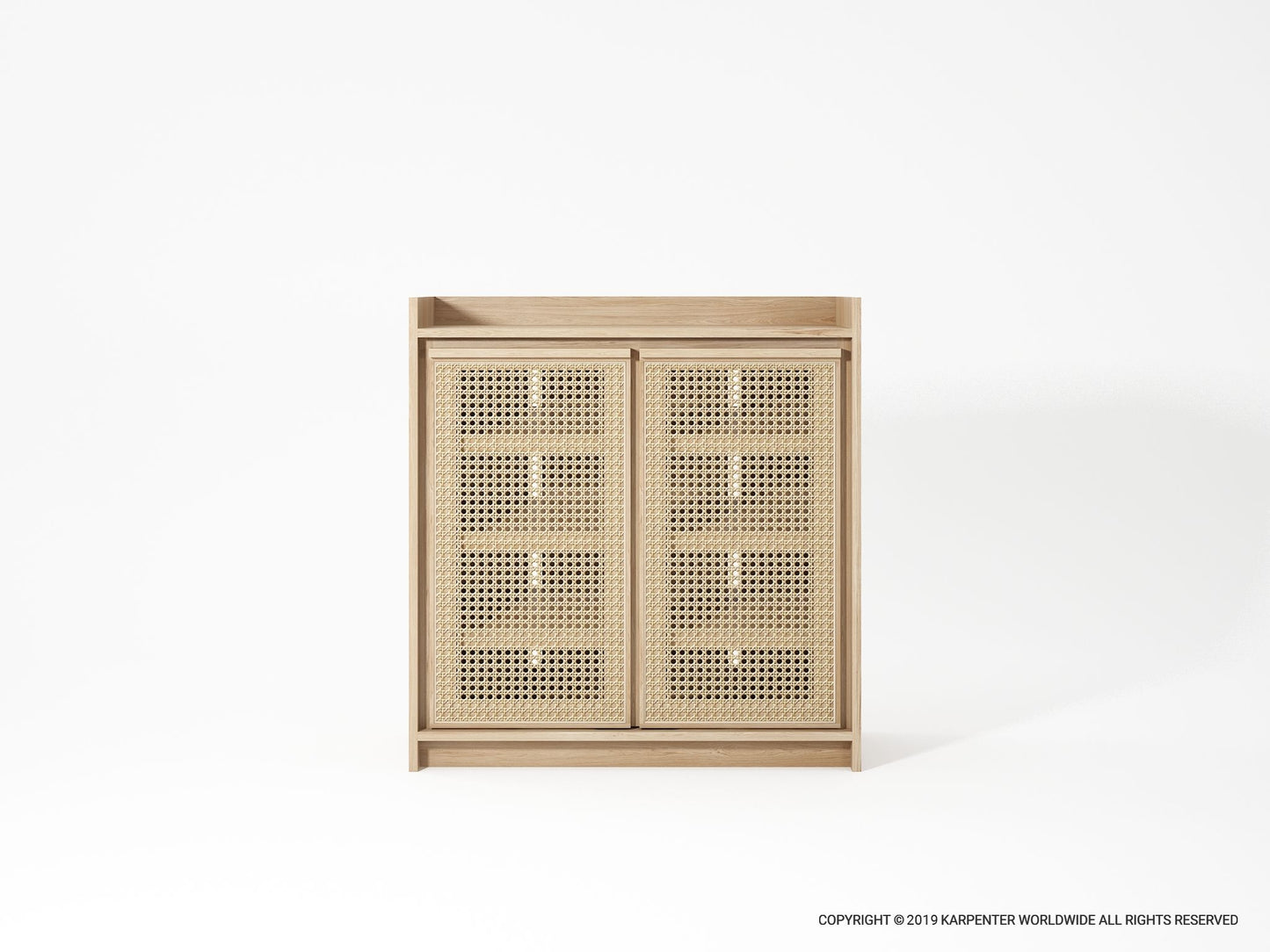 KRT006O-2 wooden cabinet with woven door fronts
