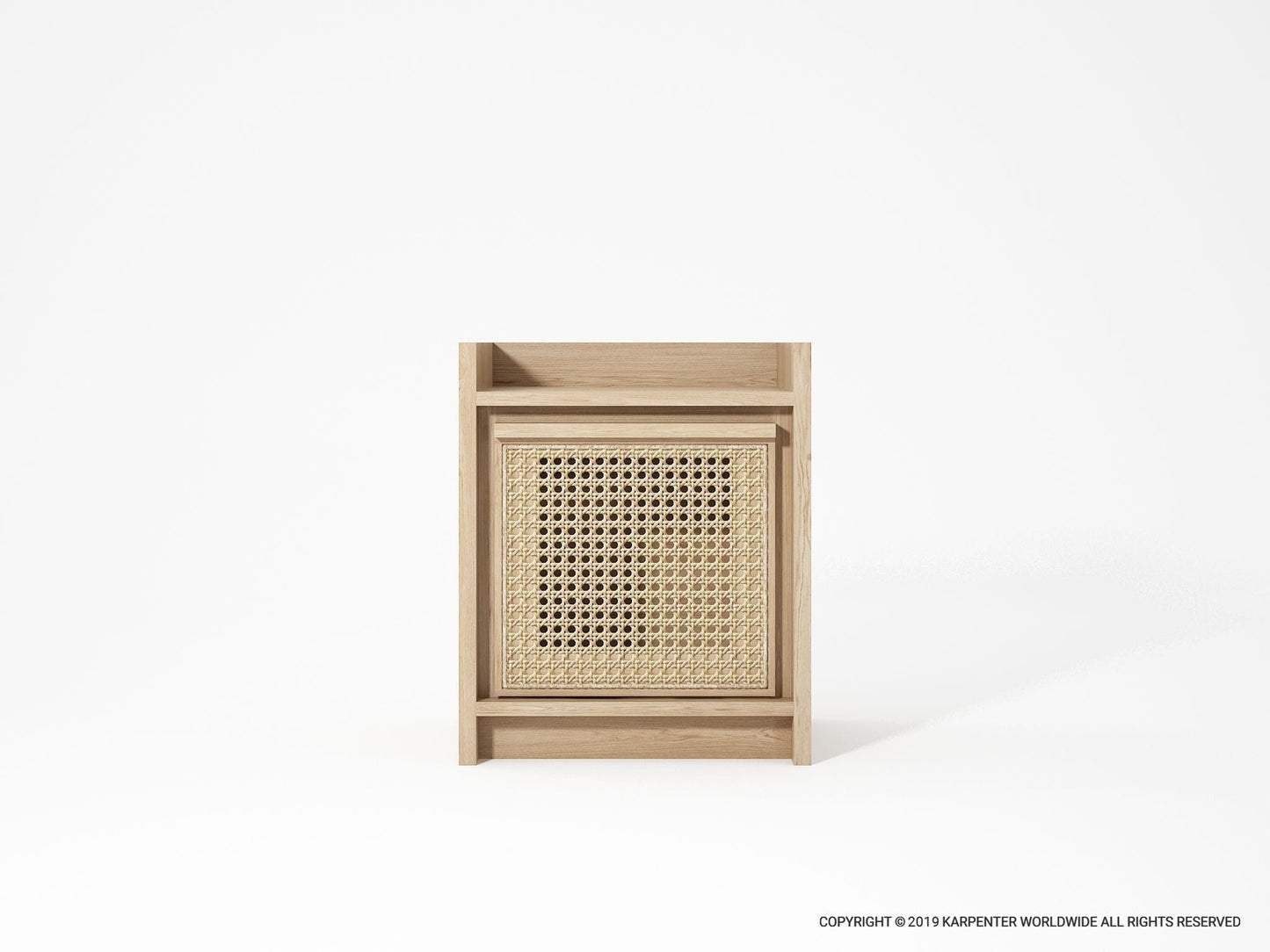 Wooden cabinet with woven front