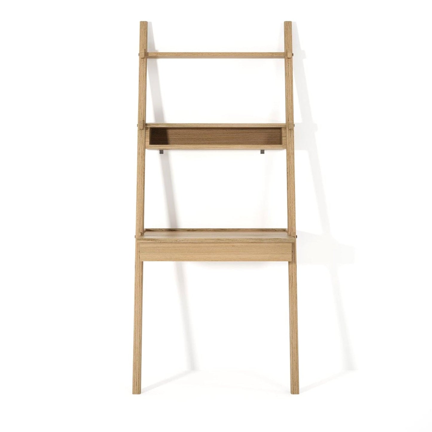 Wooden ladder desk with shelves