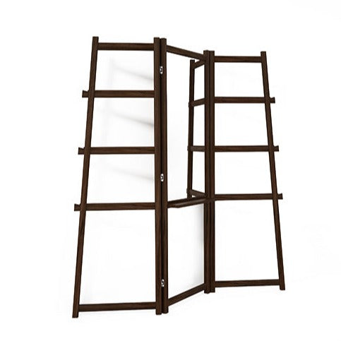KSC005W-2 folding room divider, brown wood frame