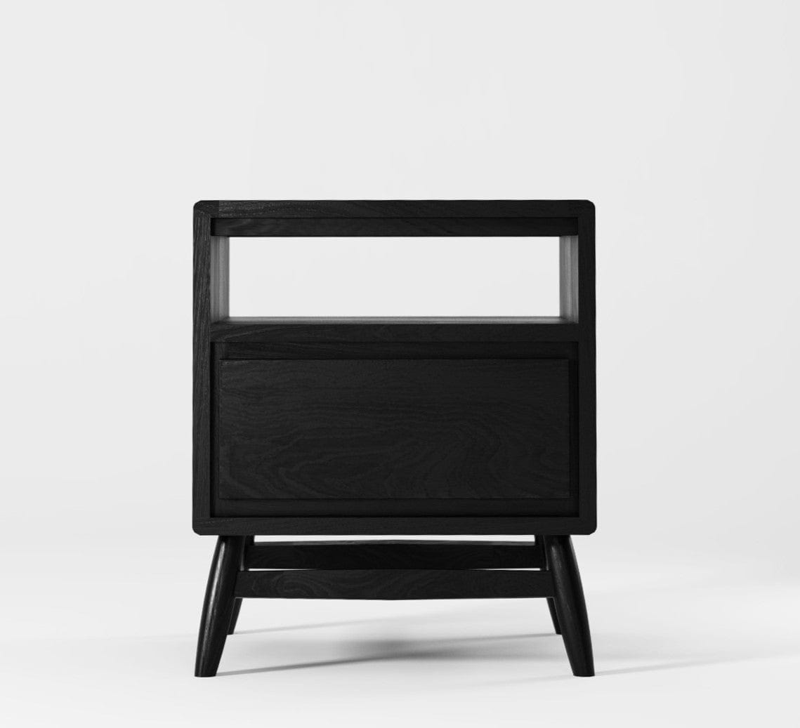 KT033SB-2 Black Nightstand with Shelf and Drawer