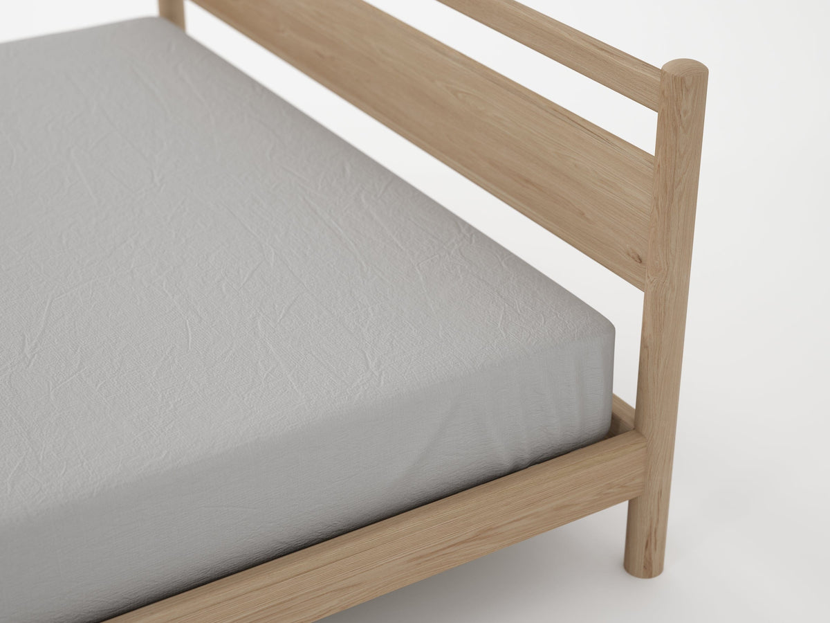 KTA010O__6 - Wooden bed frame with grey sheet