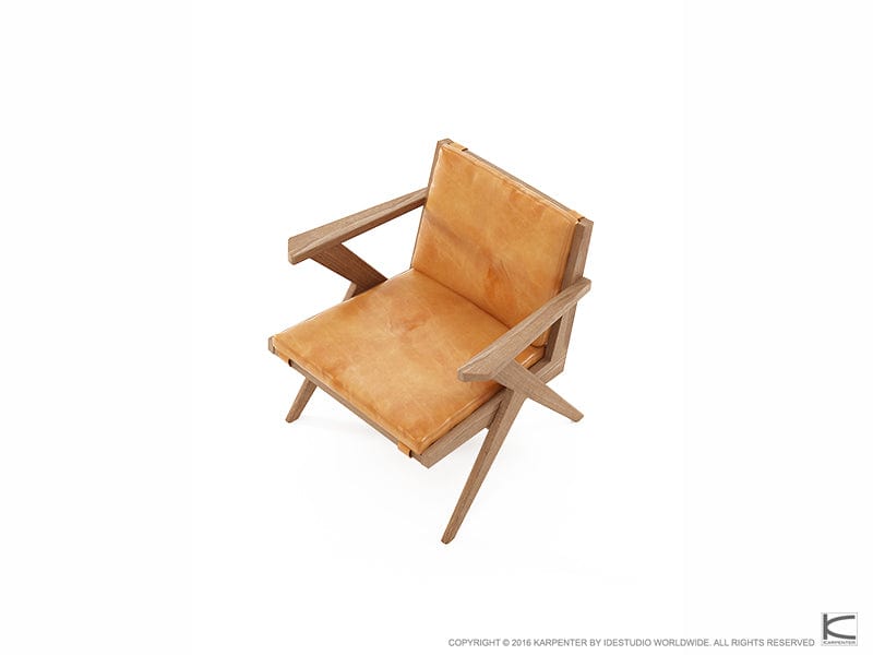 Tribute Easy Chair - FSC Recycled Teak with Tan Cognac Leather-Indoor Furniture-Karpenter-Orange-FSC-Certified Recycled Teak-SLH AU
