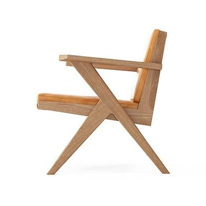 Tribute Easy Chair - FSC Recycled Teak with Tan Cognac Leather-Indoor Furniture-Karpenter-Orange-FSC-Certified Recycled Teak-SLH AU