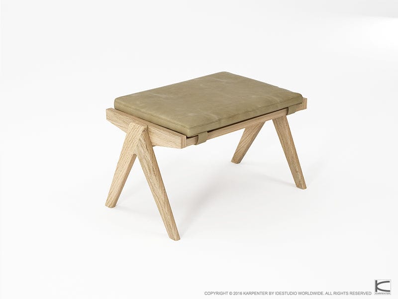 KTB15OSG-4 wooden stool with tan cushion