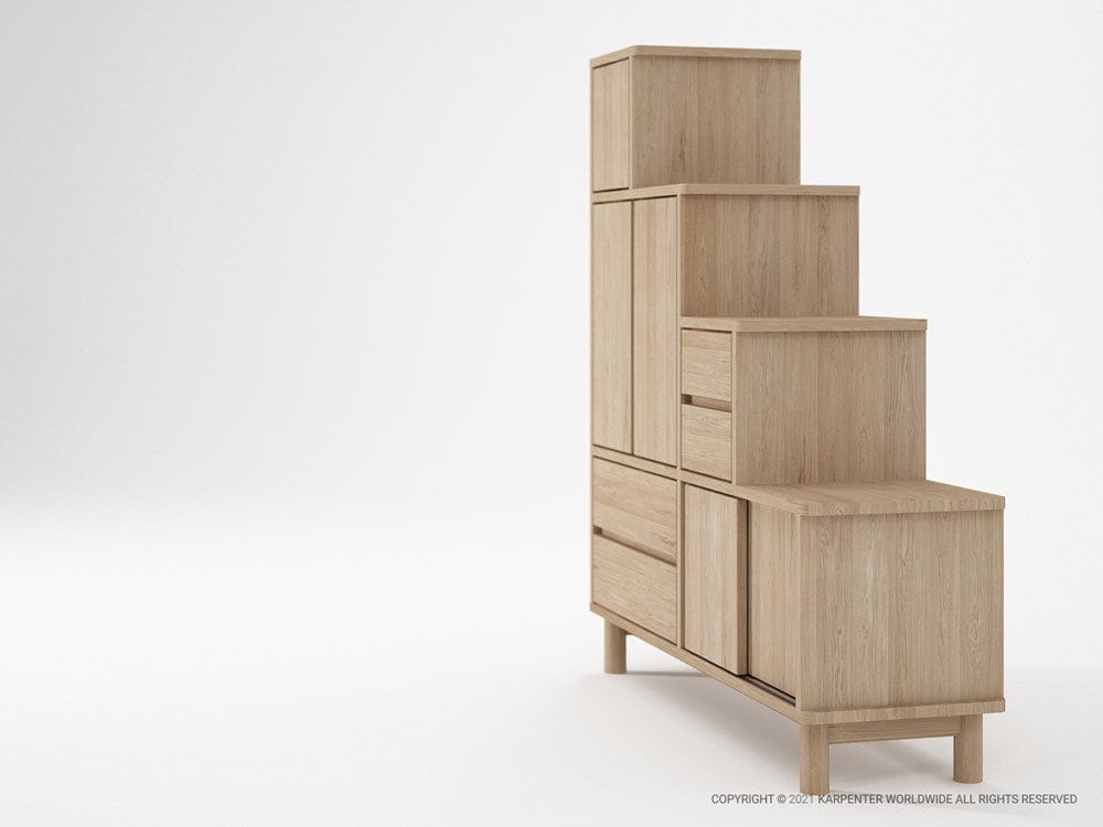 KTK01O_3 Oak Storage Cabinet with Drawers