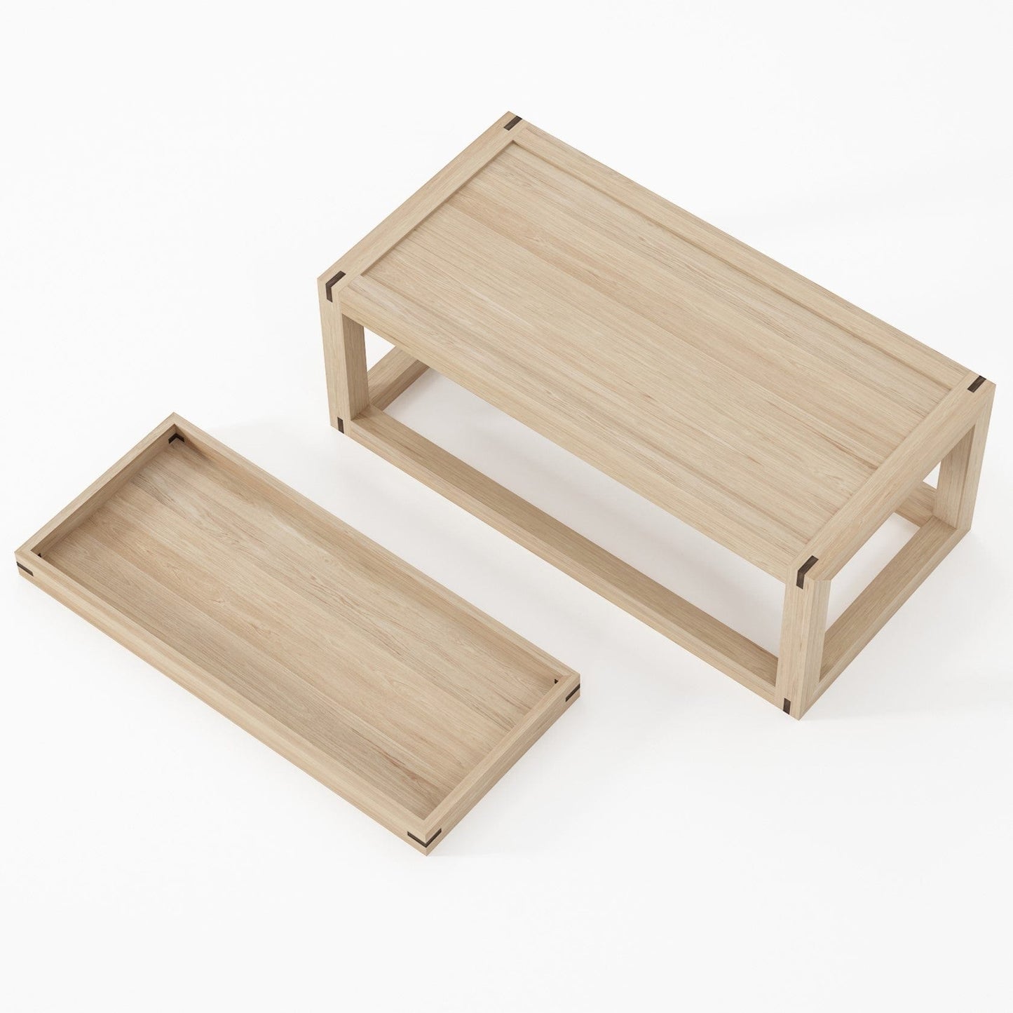 KUD02O_3 Light Wood Coffee Table with Tray