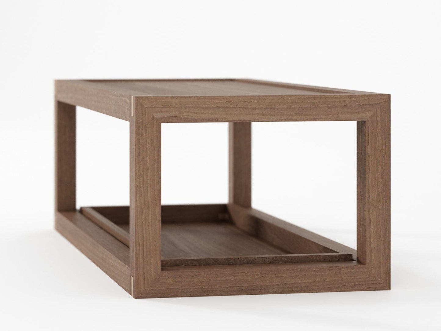 Wooden coffee table with open shelf