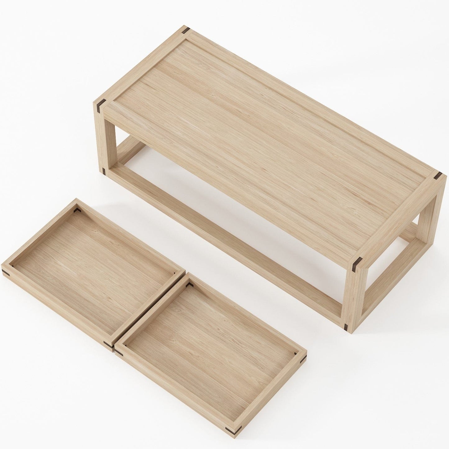 KUD03O_3 Wooden coffee table with two trays