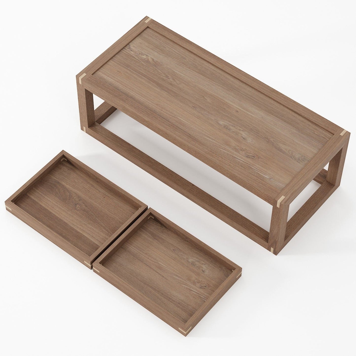Wooden coffee table with two pull-out trays