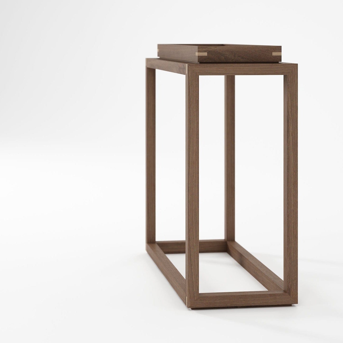 Modern wooden side table with tray