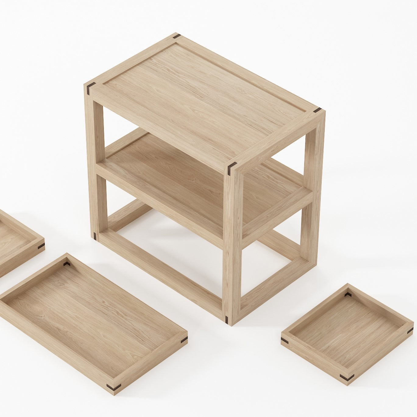 Wooden side table with trays - KUD05O_3